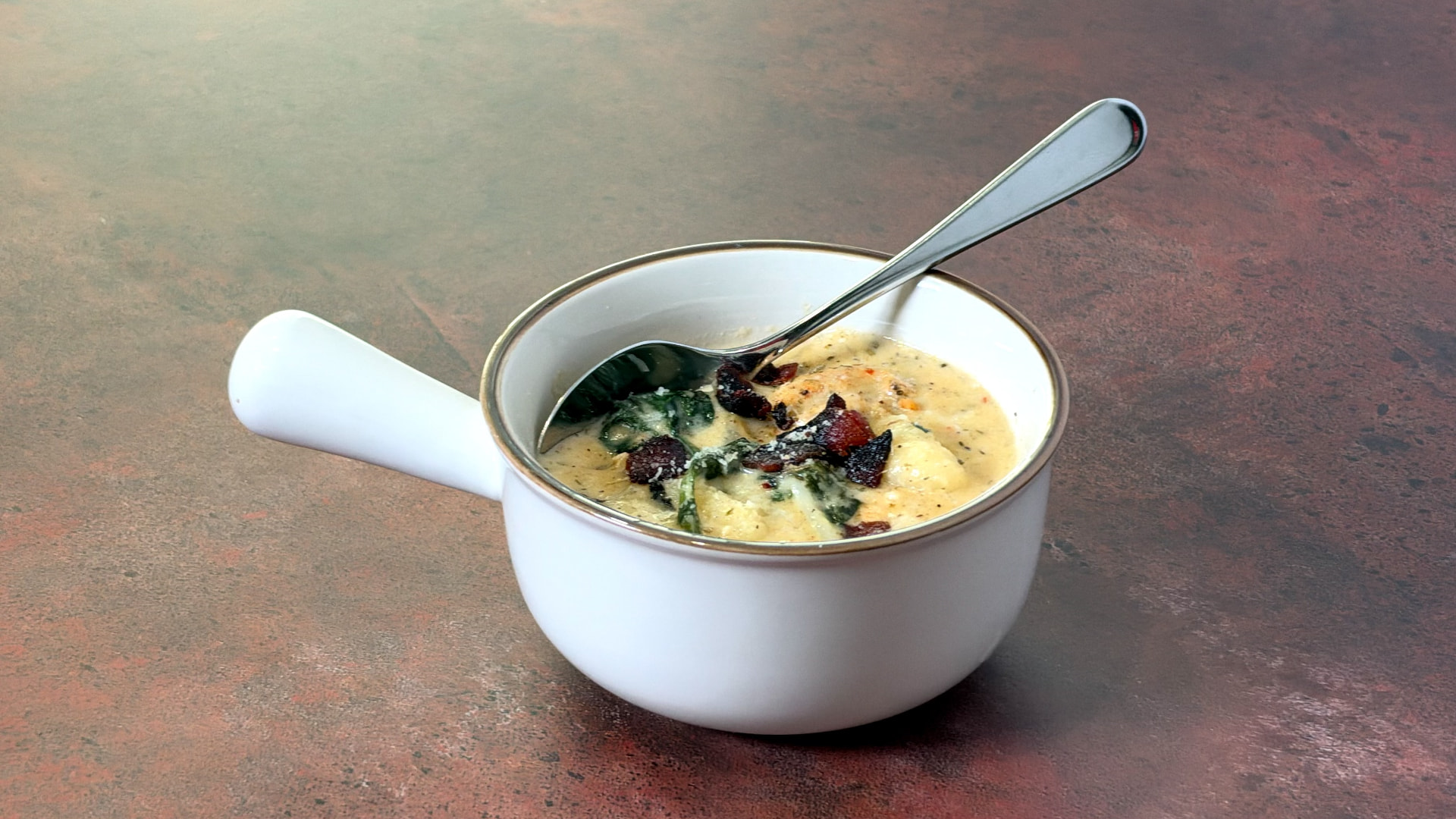Creamy Garlic Parmesan Chicken Gnocchi Soup with Bacon